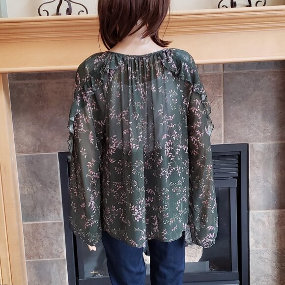 SLATE & WILLOW, Long sleeve floral green blouse - Picture 12 of 13